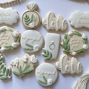 Custom Sugar Cookies: Neutrals Greenery Bridal Cookies image 4