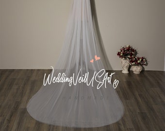 White wedding veil Champagne veil Ivory bridal veil Beige veil Cathedral veil Minimalist veil Chapel length veil Long veil Two tier veil