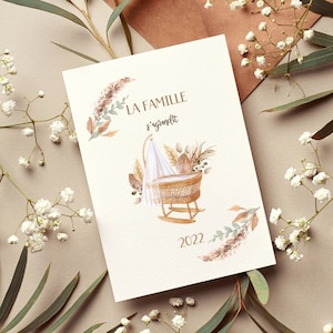 Carte annonce de grossesse boho / bébé naissance année / version imprimée ou numérique PDF