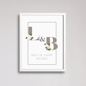 1 an de mariage/Affiche couple noce de coton/affiche couple noce de coton