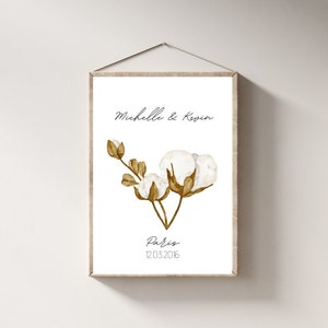 1 an de mariage anniversaire /Affiche couple noce de coton/affiche couple noce de coton/ cadeau noce de coton
