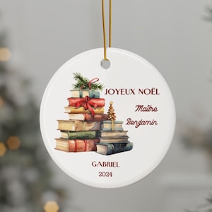 Bola navideña de cerámica personalizada, Feliz Navidad Maestro, amante, niñera, atsem, asmat, Gracias maestro