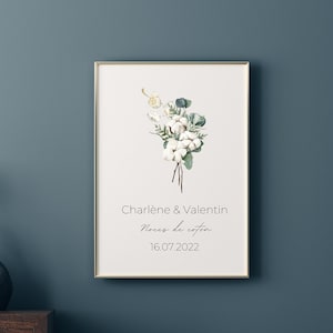 1 an de mariage/Affiche couple noce de coton - 1 an de mariage - affiche anniversaire de mariage par Le Temps des Paillettes