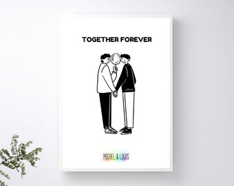 Affiche personnalisée «Together Forever» , Love story,Affiche couple personnalisable,Cadeau d'anniversaire,cadeau Saint Valentin ;
