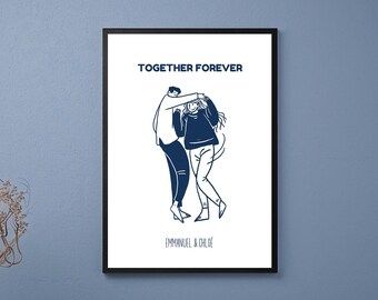 Affiche personnalisée «Together Forever» , Love story,Affiche couple personnalisable,Cadeau d'anniversaire,cadeau Saint Valentin ;