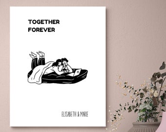 Affiche personnalisée «Together Forever» , Love story,Affiche couple personnalisable,Cadeau d'anniversaire,cadeau Saint Valentin ;