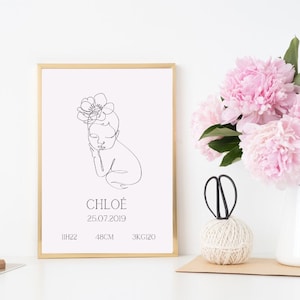 Affiche naissance personnalisée animaux mignons, affiche bébé, cadeau naissance