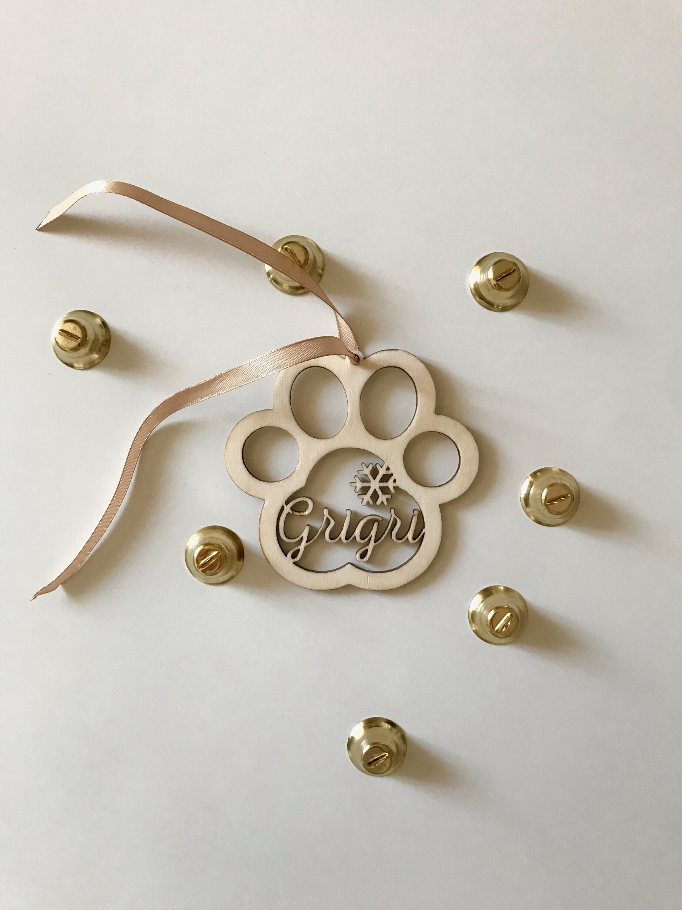 Boule de Noel en Bois Prénom Sapin Personnalisable Personnalisé Animal Chat Chien Animaux