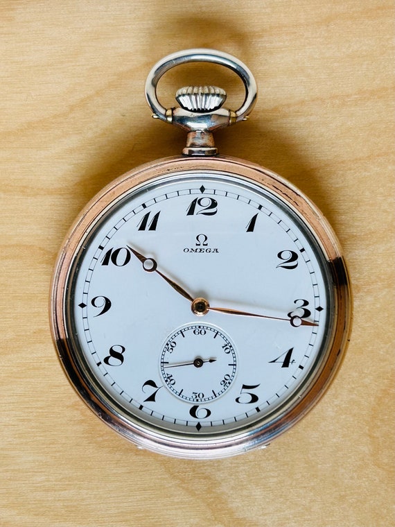 2P401 Antique Omega silver pocket watch, embedded… - image 1