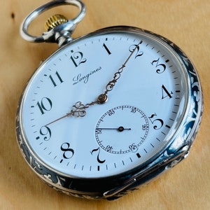 2A380 Antique Longines embedded enamelNiello inlay, rose gold plated silver pocket watch zdjęcie 3