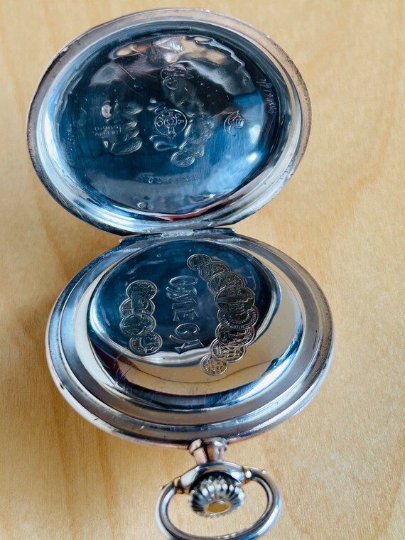 2P401 Antique Omega silver pocket watch, embedded… - image 9