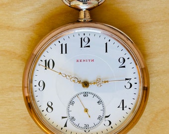 2A415 Antique Zenith silver pocket watch, embedded enamel(Niello inlay)