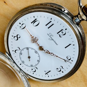 2A380 Antique Longines embedded enamelNiello inlay, rose gold plated silver pocket watch zdjęcie 7