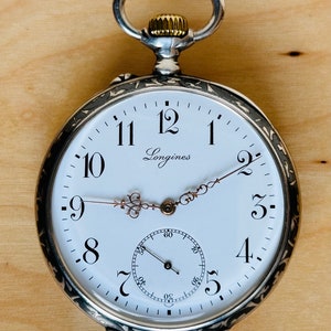 2A380 Antique Longines embedded enamelNiello inlay, rose gold plated silver pocket watch zdjęcie 1