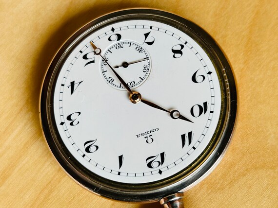 2P401 Antique Omega silver pocket watch, embedded… - image 7