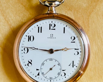 2T427 Antico orologio da tasca Omega in argento