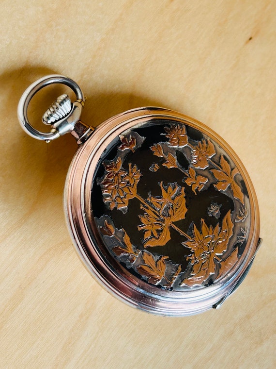 2P401 Antique Omega silver pocket watch, embedded… - image 6