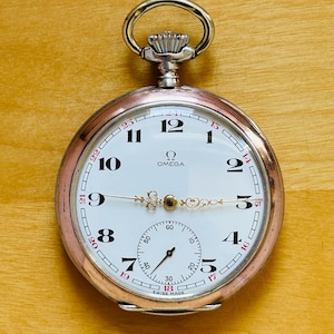 2T659 Antique Omega silver pocket watch