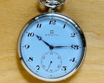 2T642 Zenith pocket watch in mint condition, nichrome case