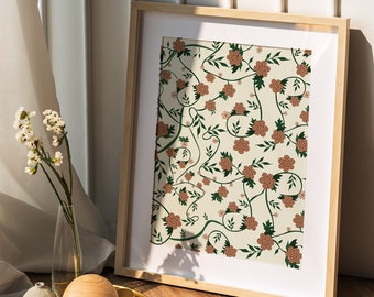 CHERRY FLOWER PATTERN, printable art digital download, Nature art prints