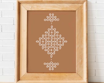 Kolam konsttryck: Traditionell indisk rangoli väggdekoration (digital nedladdning)