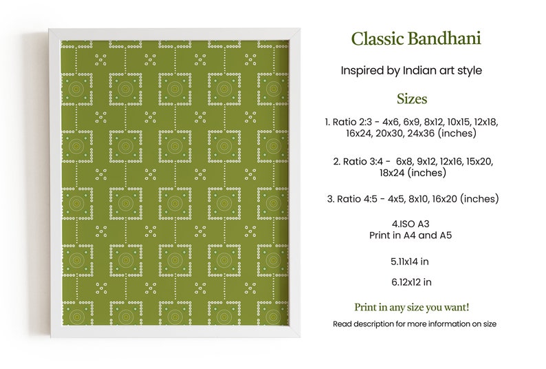 Indian Bandhani Pattern Art Print: Minimalist Folk Decor (digital ...