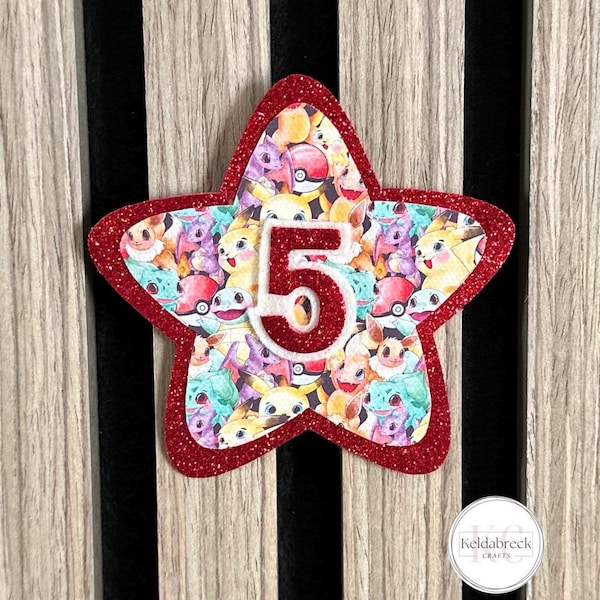 Pokémon Glitter Themed - Age Star Birthday Badge - Boys Birthday Badge