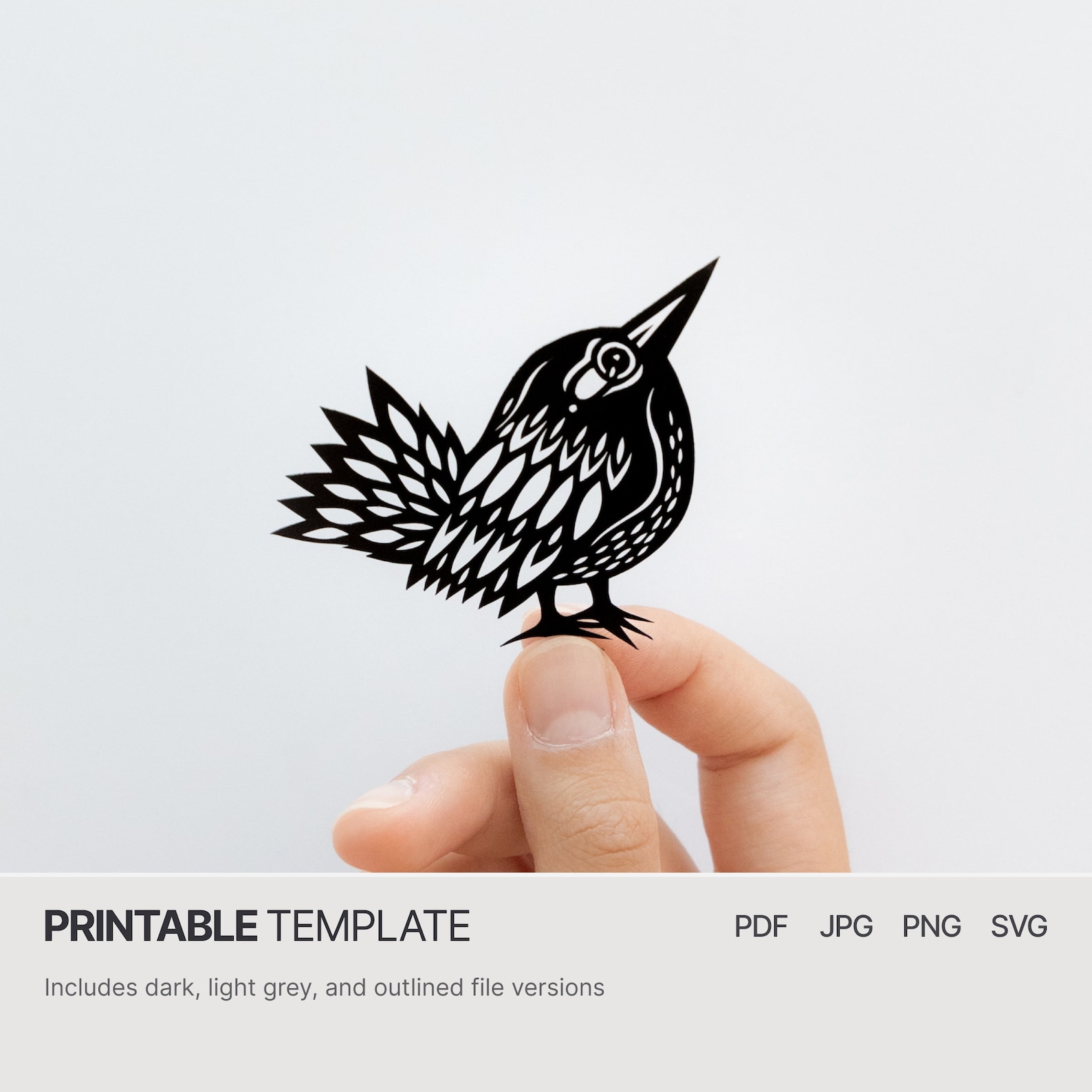 Small Cute Bird - Digital Papercut Template - PDF SVG JPG - Etsy