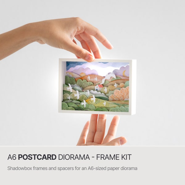 Kit cadre A6 pour diorama | Shadowbox et espaceurs pour un diorama en papier DIY au format A6 (carte postale)