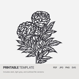 Rose Flower - Digital Papercut Template - PDF SVG JPG