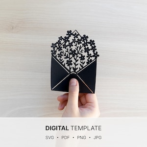 Carta con flores - Plantilla de corte digital - PDF SVG JPG