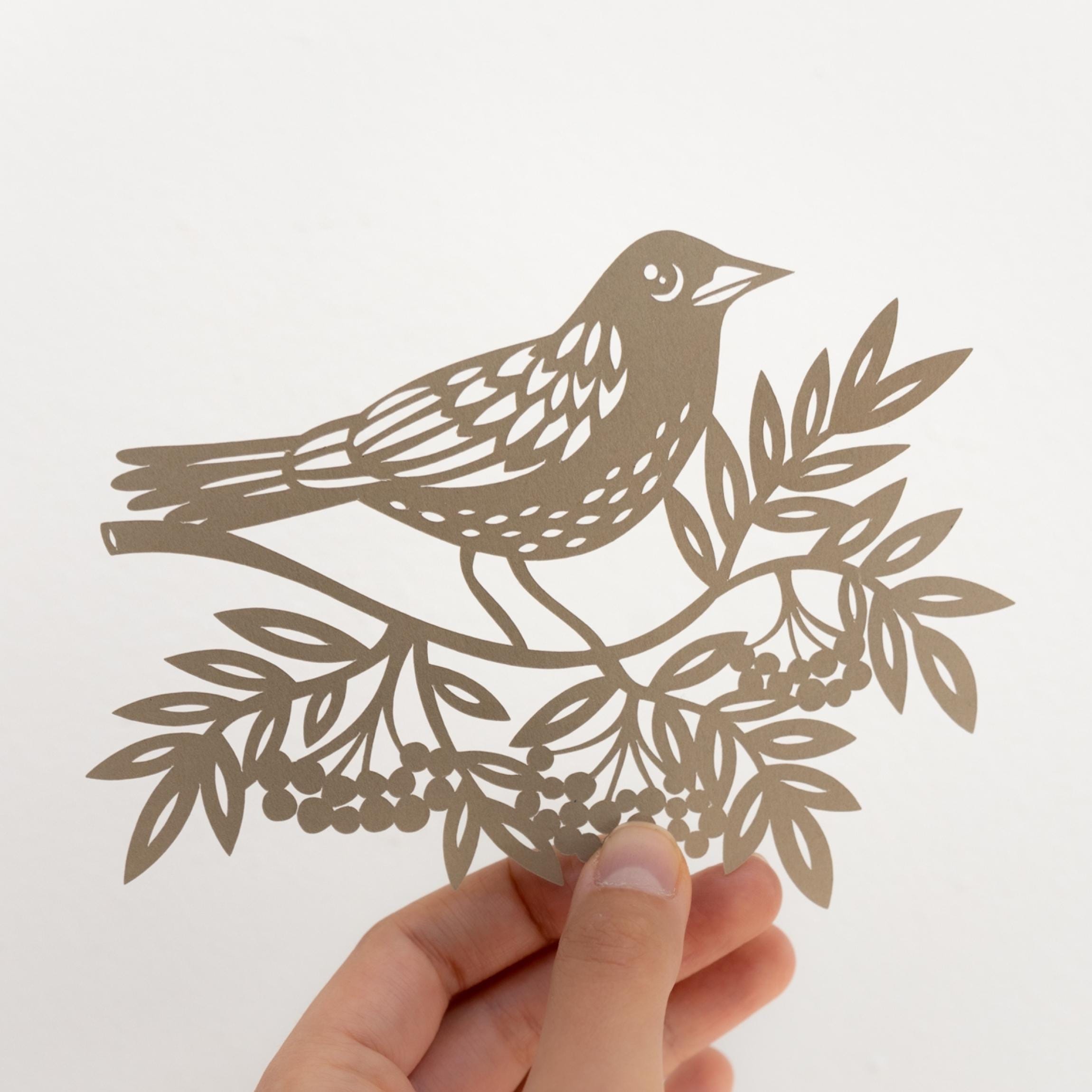 Bird in Nature - Digital Papercut Template - PDF SVG JPG - Etsy