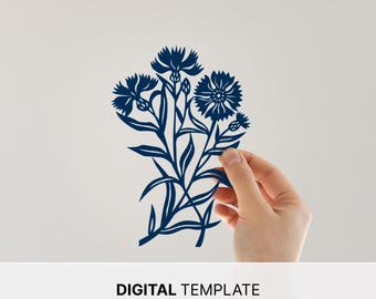 Cornflowers - Digital Papercut Template - PDF SVG JPG