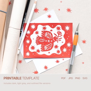Conception de carte postale d'oiseau - modèle Papercut numérique - PDF SVG JPG