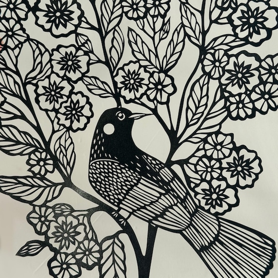 花の中の鳥 - デジタル切り絵テンプレート - PDF SVG JPG - Etsy 日本