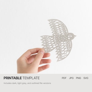 Small bird - Digital Papercut Template - PDF SVG JPG