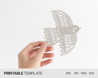 Small bird - Digital Papercut Template - PDF SVG JPG