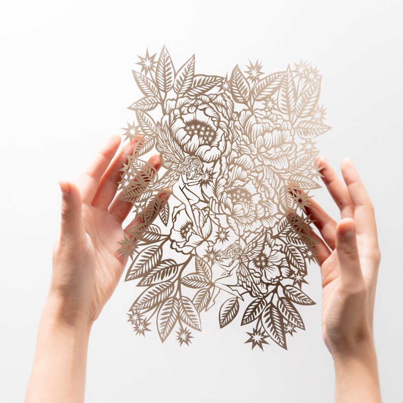 Fairies in Flowers - Digital Papercut Template - PDF SVG JPG - Etsy