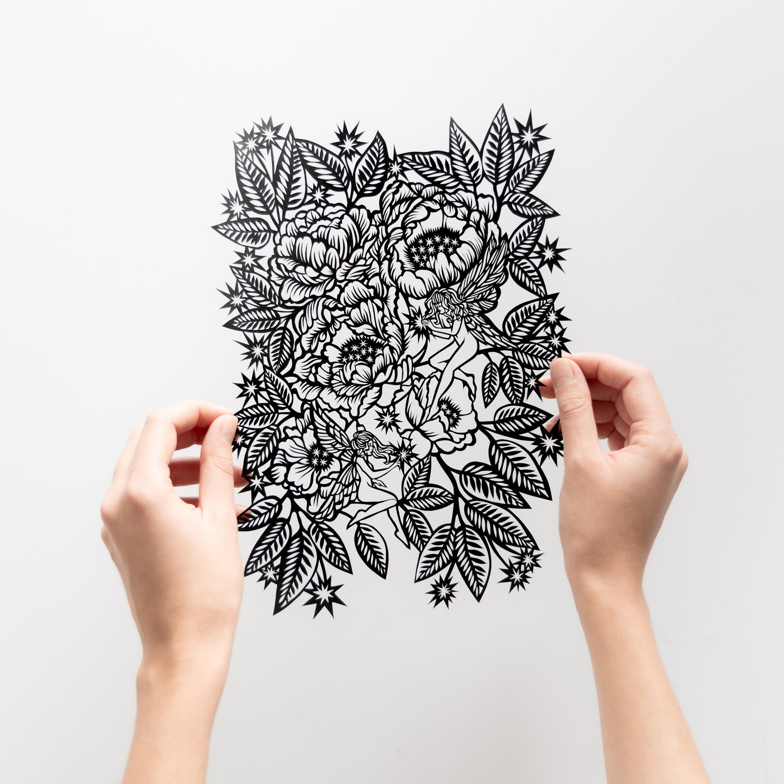 Fairies in Flowers - Digital Papercut Template - PDF SVG JPG - Etsy
