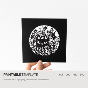 Cat - PDF SVG JPG Papercut template