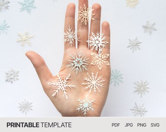 Snowflakes - PDF SVG JPG Papercut template - Christmas diy papercraft bundle