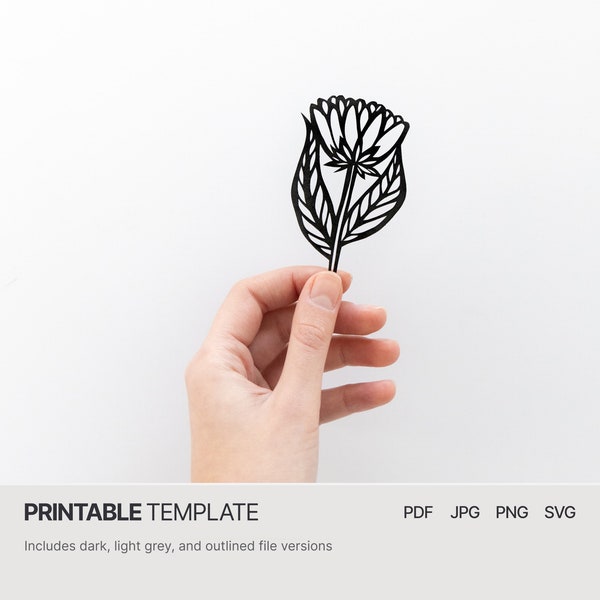 Small tulip flower - PDF SVG JPG Papercut template