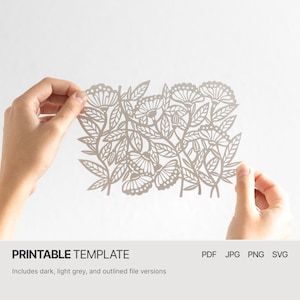 Meadow flowers - PDF SVG JPG Papercut template