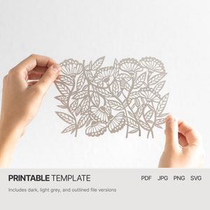 Fiori di prato - Modello di carta ritagliata digitale - PDF SVG JPG