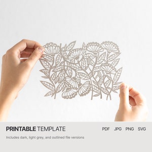 Meadow flowers - PDF SVG JPG Papercut template