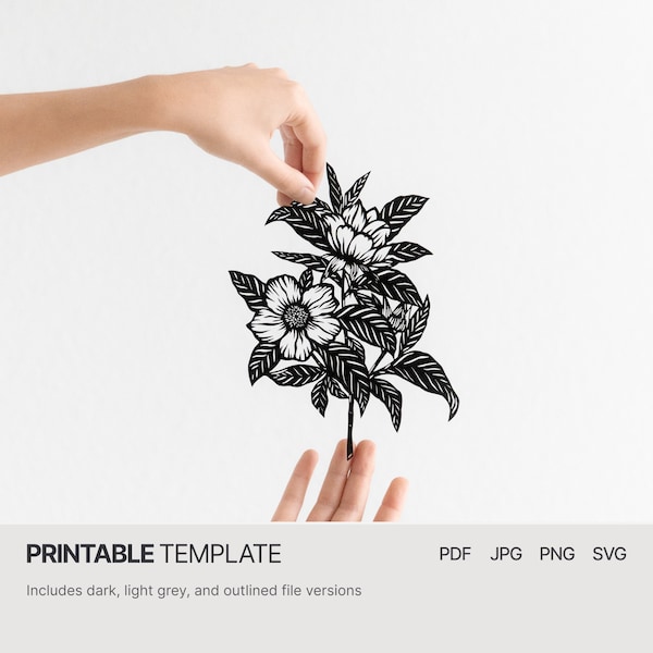 Magnolia flower - PDF SVG JPG Papercut template
