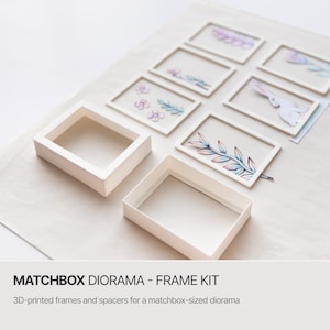 Matchbox-sized diorama frame kit | Shadowbox and spacers for a DIY matchbox-sized paper diorama