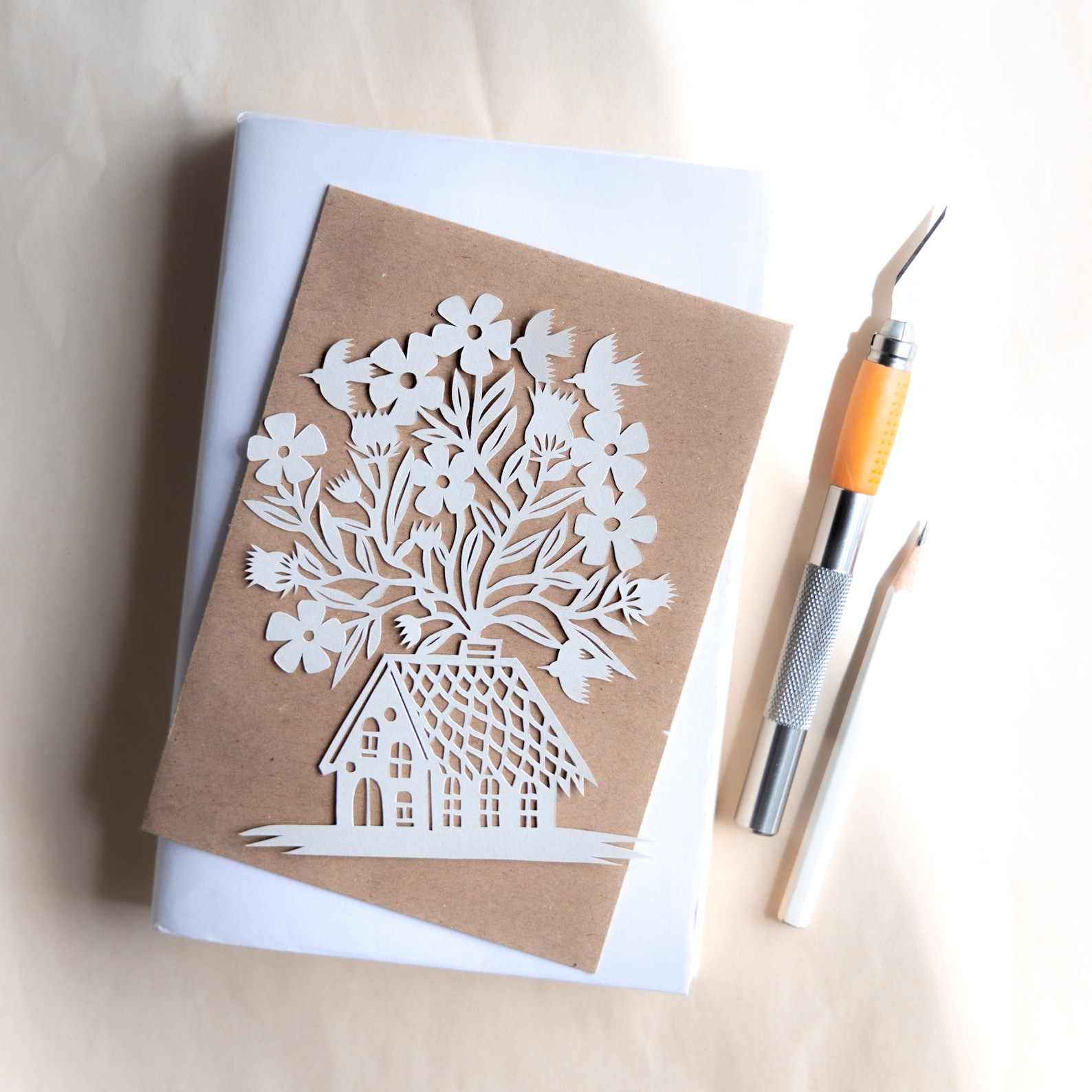 Cute Flower House - Digital Papercut Template - PDF SVG JPG - Etsy