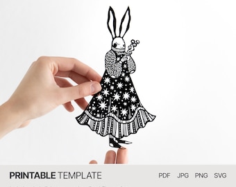 Rabbit Paper Cut Design - SVG, DXF, EPS Files & Pdf / Png