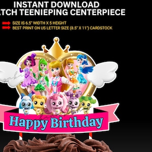 Imprimable NUMÉRIQUE : Centre de table Catch Teenieping | Décoration pour gâteau Teenieping | Téléchargement instantané